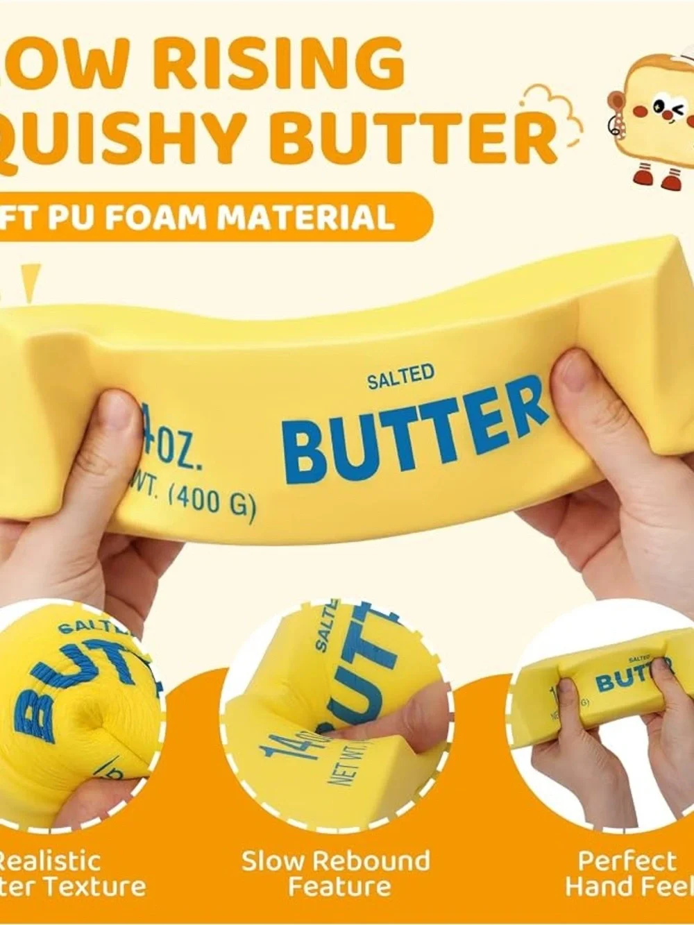 Squishy Butter Toy Stress Reliever - Yellow